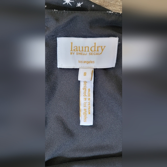 Laundry by Shelli Segal Blouse Women's 8 Black & White Twinkle Star Long-sleeved - Picture 10 of 16